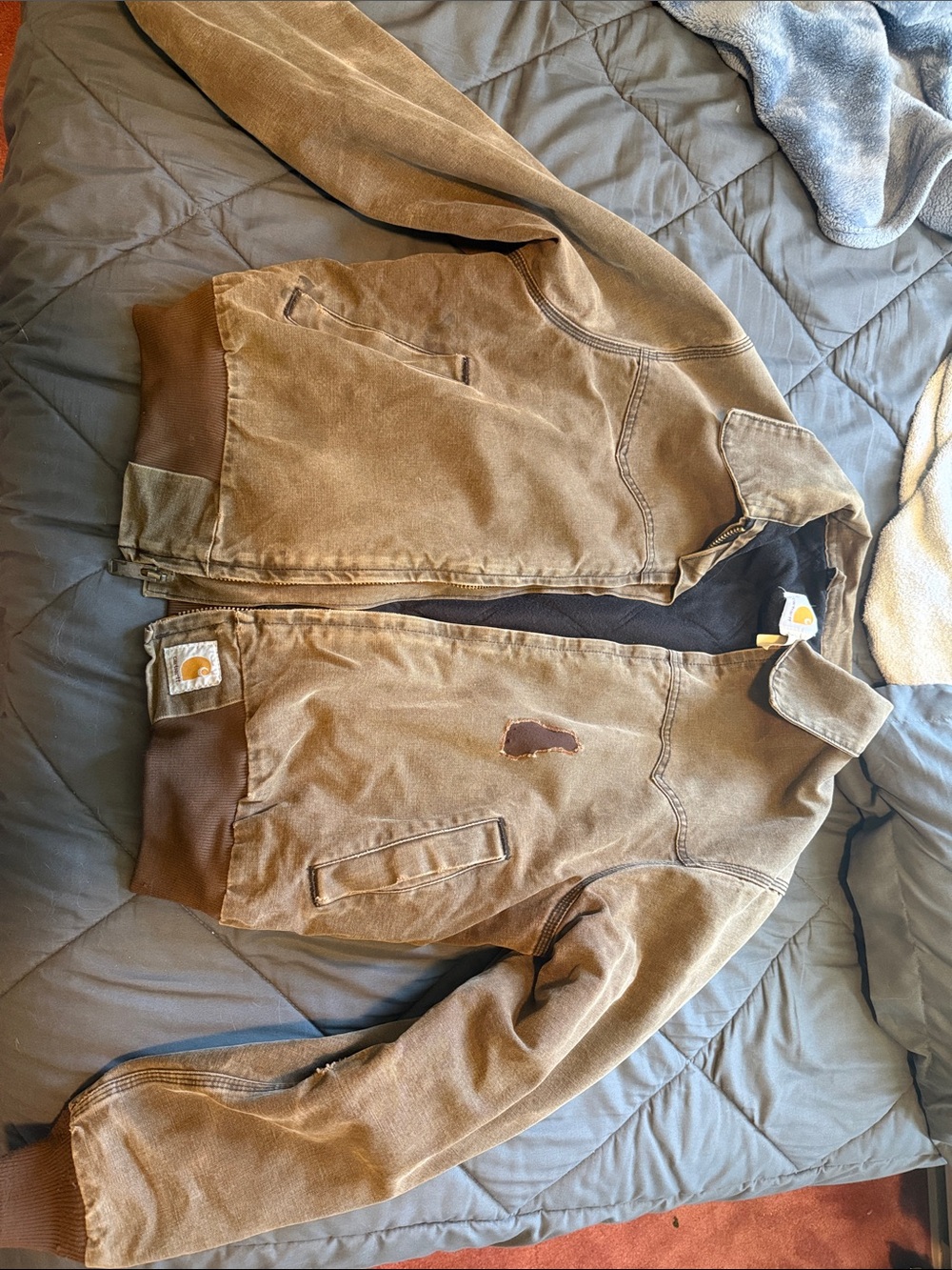 1994 Carhartt Santa Fe Burned XL Tan/Brown Duck Canvas Work Jacket